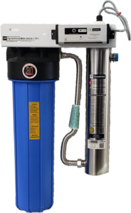 Whole-house filter housing with ultraviolet unit