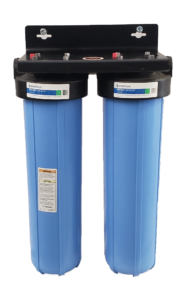 Two blue whole-house filter housings